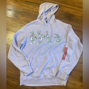 Bugs Bunny Looney Tunes Hoodie Women’s Size M Lavender Cartoons 38/40